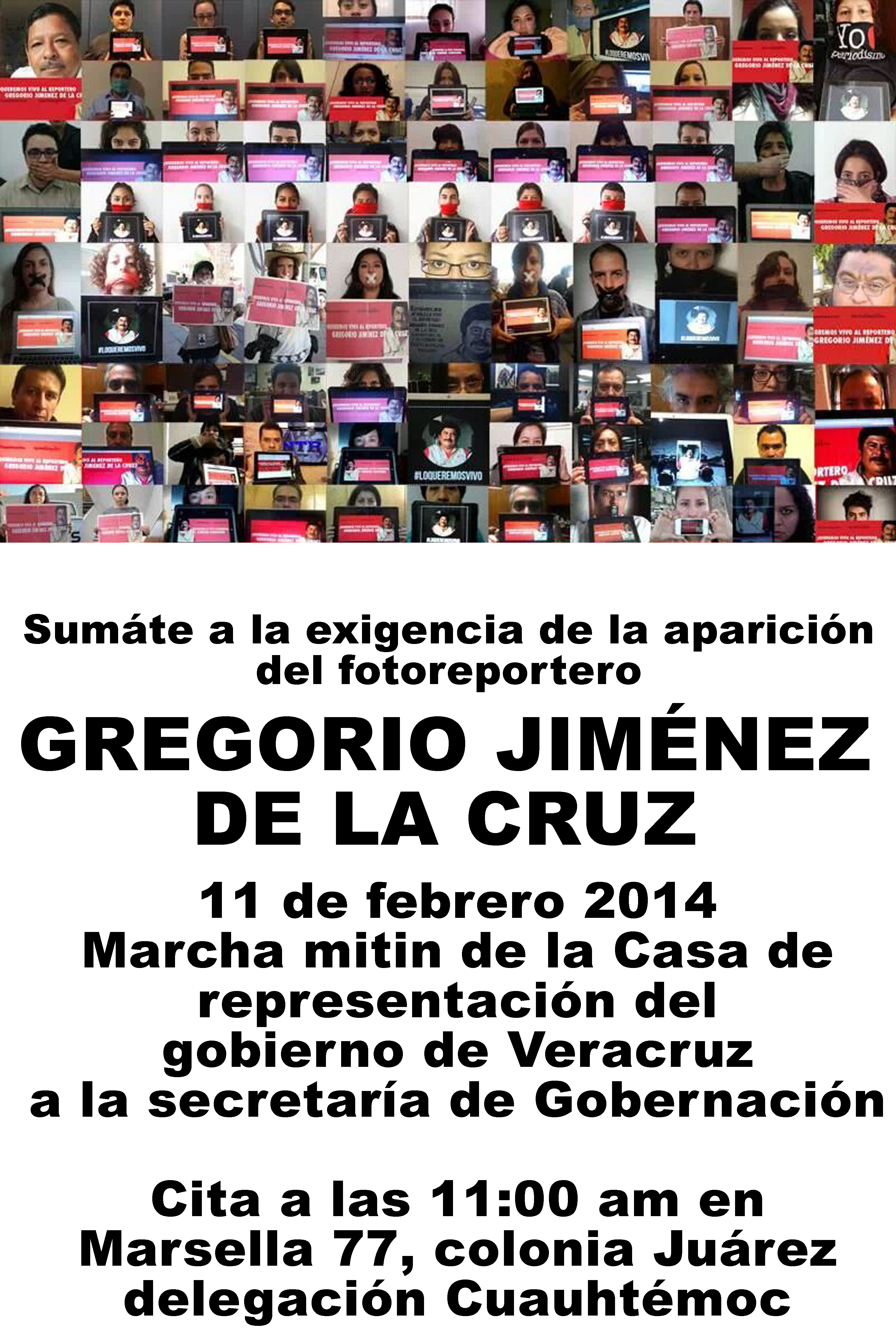 CDP: Invita a la marcha este 11 de febrero a las 11 hs. de la Representación del Edo de Veracruz a la SEGOB