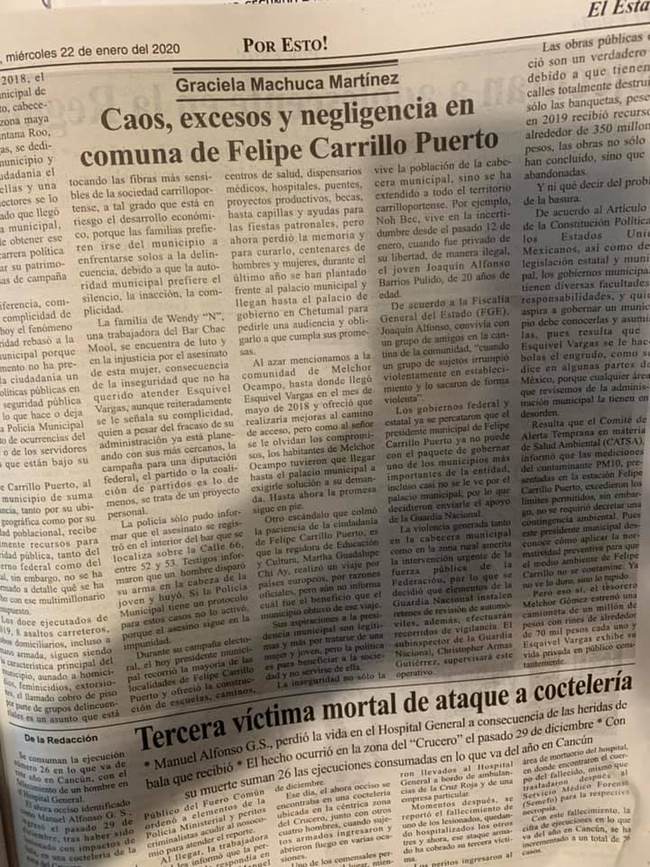 Caos, excesos y negligencia en comuna Felipe Carrillo Puerto